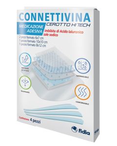 Fidia Farmaceutici Cerotto Connettivina Hitech 4 Misure Miste 2 Pezzi 6 X 7 Cm + 1 Pezzo 10 X 10 Cm + 1 Pezzo 8 X 12 Cm
