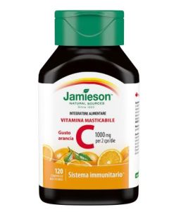 Jamieson Vitamina C 1000 Masticabile Gusto Arancia Integratore Sistema Immunitario 120 Compresse